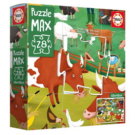 Educa Puzzle Max 28 La Granja 19955, Puzzle pour Enfant avec 28 Pièces, pour Âge 3 Ans et Plus, Dimensions Assemblé 68 x 48 cm
