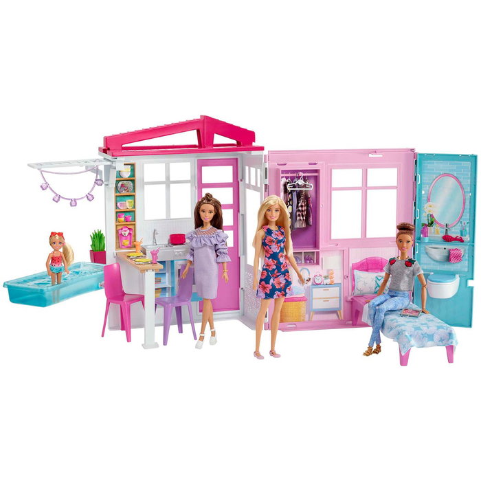 Barbie Maison de Poupée Portable avec Meubles et Accessoires - Cuisine, Chambre, Salle de Bain, Piscine - Jouet pour Enfants de Plus de 3 Ans Barbie Maison de Poupée Portable avec Meubles et Accessoires - Cuisine, Chambre, Salle de Bain, Piscine - Jouet pour Enfants de Plus de 3 Ans
