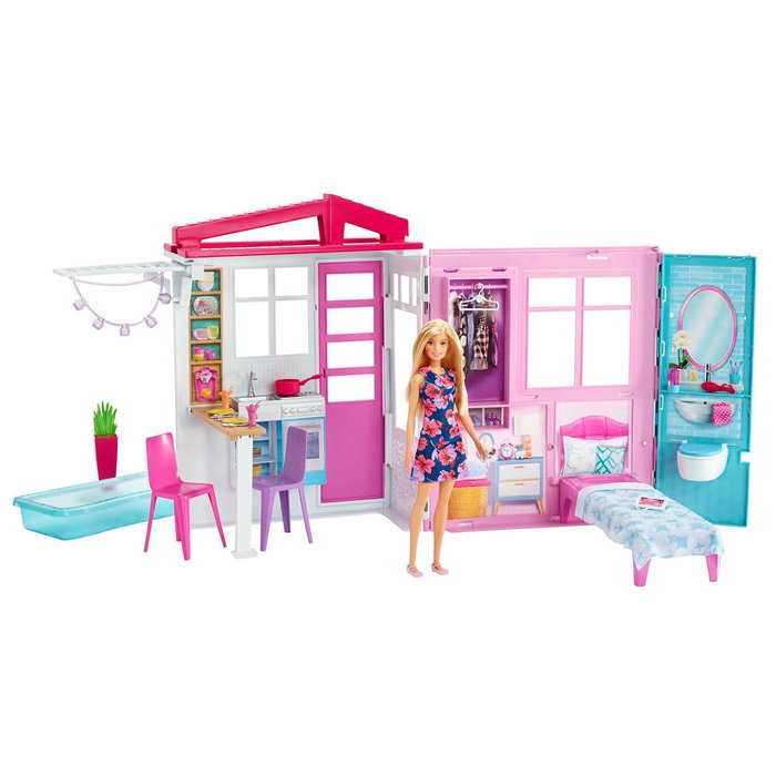 Barbie Maison de Poupée Portable avec Meubles et Accessoires - Cuisine, Chambre, Salle de Bain, Piscine - Jouet pour Enfants de Plus de 3 Ans Barbie Maison de Poupée Portable avec Meubles et Accessoires - Cuisine, Chambre, Salle de Bain, Piscine - Jouet pour Enfants de Plus de 3 Ans