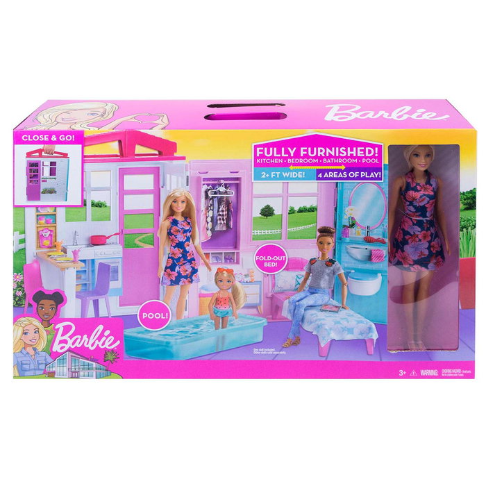 Barbie Maison de Poupée Portable avec Meubles et Accessoires - Cuisine, Chambre, Salle de Bain, Piscine - Jouet pour Enfants de Plus de 3 Ans Barbie Maison de Poupée Portable avec Meubles et Accessoires - Cuisine, Chambre, Salle de Bain, Piscine - Jouet pour Enfants de Plus de 3 Ans