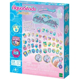 Aquabeads - Kit de Manucure Licorne Nail Studio, 40 Ongles Autocollants avec de l'Eau et Accessoires - Décoration à l'Infini
