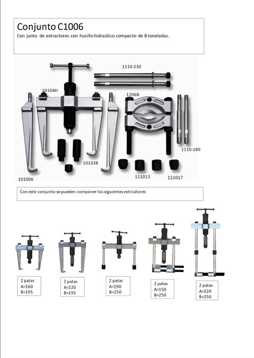 Kit Hydraulique Avec Vis de Force Compacte Forza 8 Tonnes 195