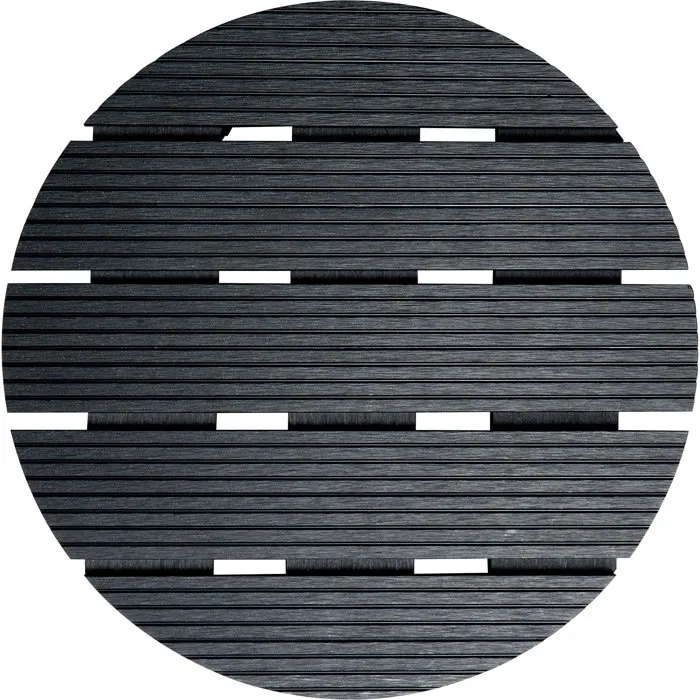 Nature - Support de pot à roulettes ronde en WPC anthracite, Ø38 cm x H8,6 cm avec 4 roues multidirectionnelles et frein, usage intérieur/extérieur