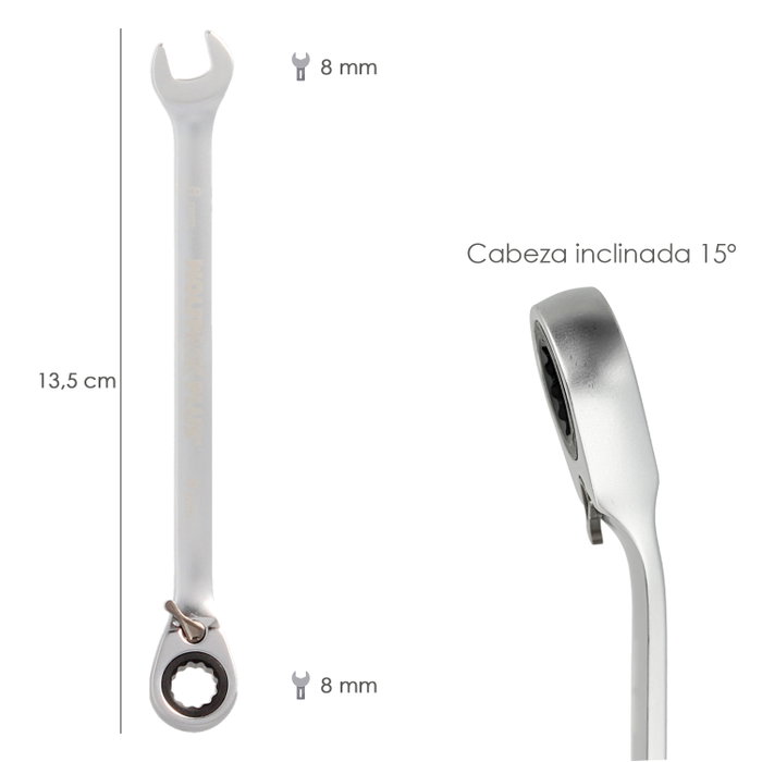 WOLFPACK LINEA PROFESIONAL Clé combinée avec cliquet 8 mm
