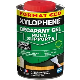 Xylophene - Décapant gel multi-supports - Effet frisant et action express 3 min pour bois, métal, béton et carrelage - Ne coule pas - 1 L