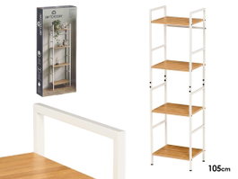 GIFTDECOR Estanteria 4 Baldas Blanca Blanco-Madera