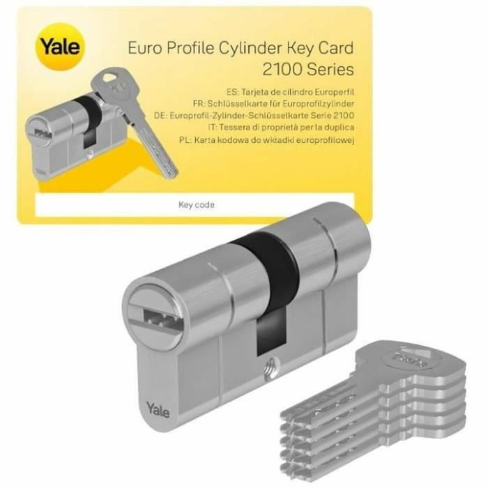 Yale Cylindre de Serrure YC2100 Débrayable 40x40 mm Nickelé