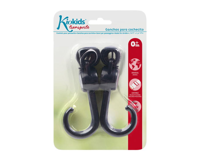 KioKids - Set de 2 Crochets Doubles en Velcro pour Poussette ou Landau - Noir KioKids - Set de 2 Crochets Doubles en Velcro pour Poussette ou Landau - Noir