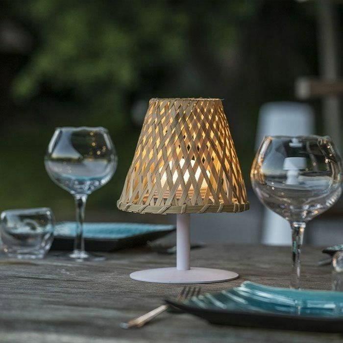 Lumisky Ibiza Lampe de table sans fil en bambou naturel LED blanc chaud/blanc
