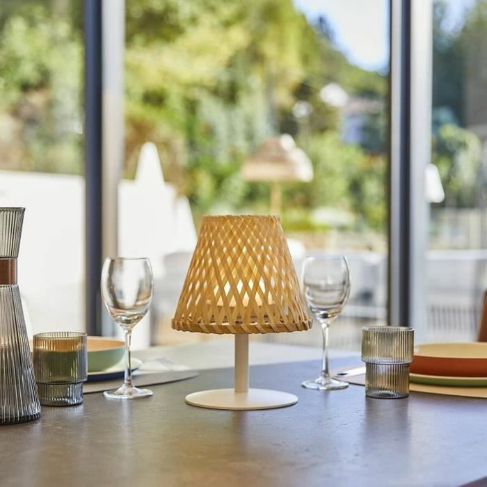 Lumisky Ibiza Lampe de table sans fil en bambou naturel LED blanc chaud/blanc