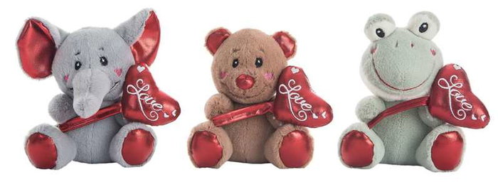 Creaciones Llopis - Animalitos cœur en peluche - 16 cm - Jouet doudou pour enfant à partir de 3 ans - Matière polyester