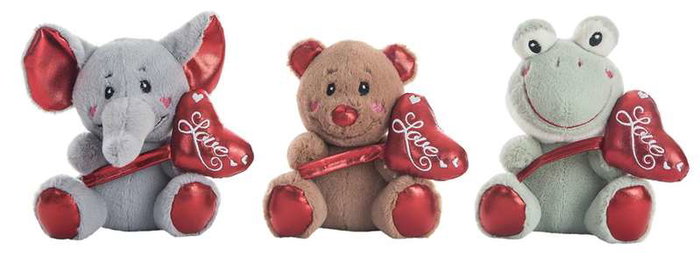 Creaciones Llopis - Animalitos cœur en peluche - 16 cm - Jouet doudou pour enfant à partir de 3 ans - Matière polyester