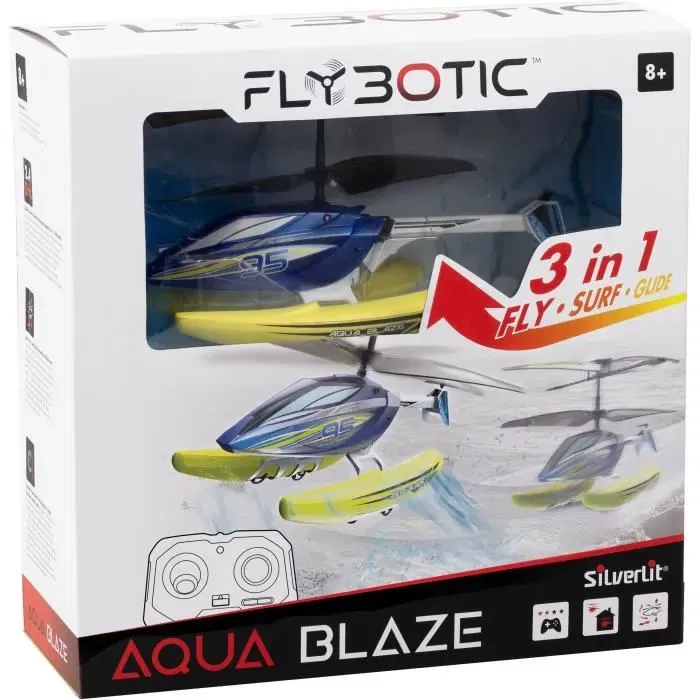 FLYBOTIC Helico Aqua Blaze - Hélicoptère Télécommandé 2.4Ghz 19.5 cm Jaune et Noir - Jouet pour Enfants dès 8 ans