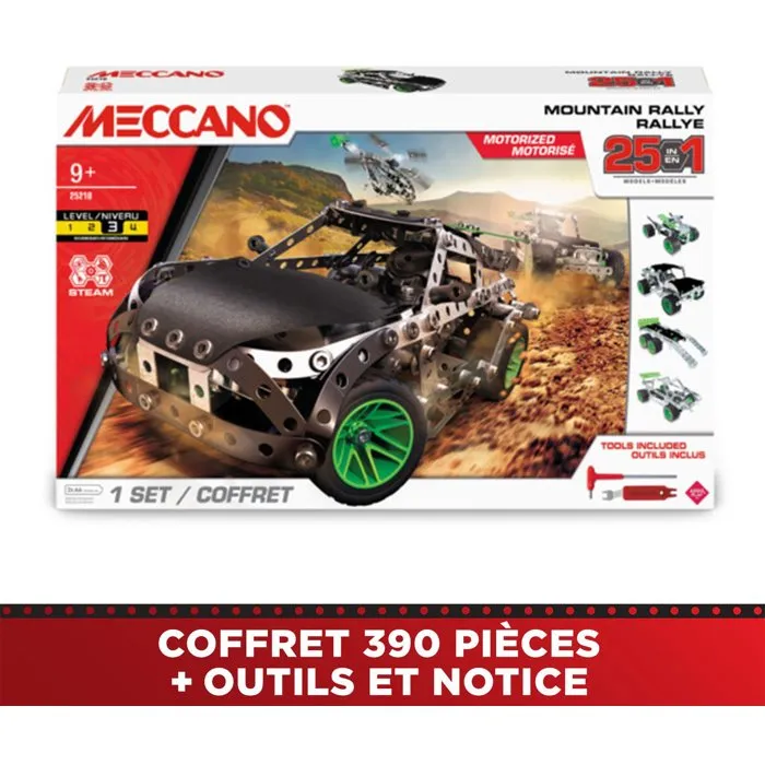 Meccano Mountain Rally 25 en 1 - 390 pièces en métal