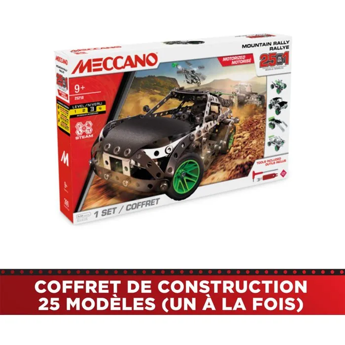 Meccano Mountain Rally 25 en 1 - 390 pièces en métal