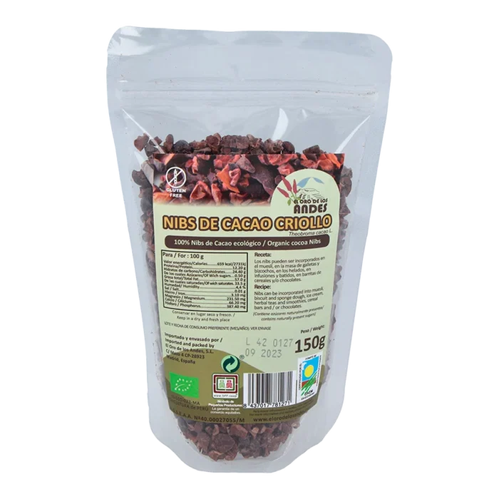EL ORO DE LOS ANDES Nibs de Cacao Criollo ECO 150g EL ORO DE LOS ANDES Nibs de Cacao Criollo ECO 150g