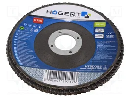 HÖGERT TECHNIK Disque à polir à lambeau 125mm Granulation 120