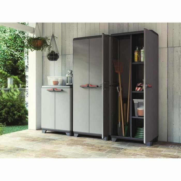 Keter Armoire de Rangement Basse Stilo Gris et Noir