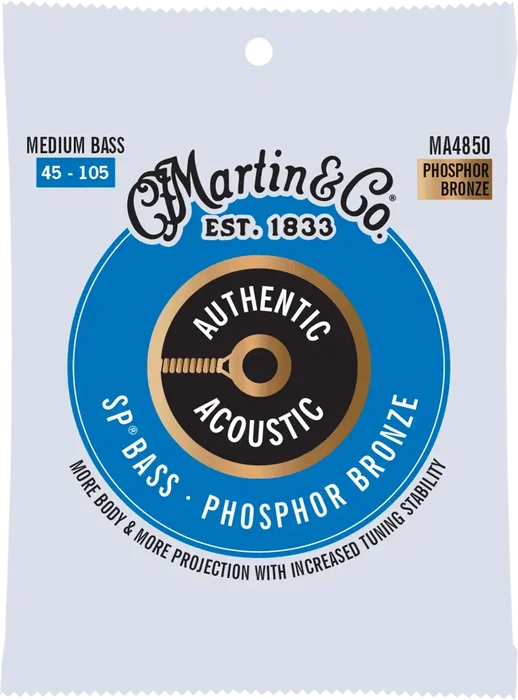 MARTIN Jeu de Cordes Basse Acoustique Authentic SP 92/8 Phosphore Bronze Medium 45-105 MARTIN Jeu de Cordes Basse Acoustique Authentic SP 92/8 Phosphore Bronze Medium 45-105