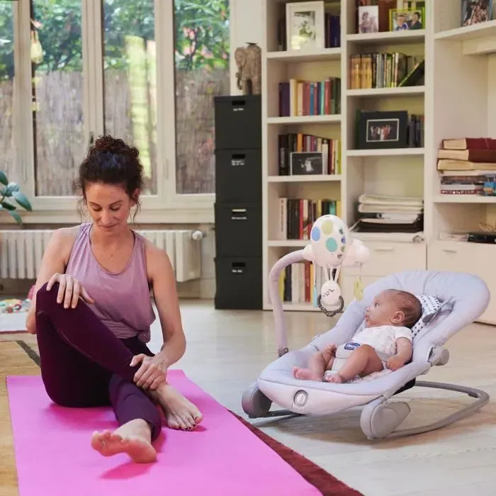 Chicco Transat Évolutif BALLOON DOTS Musical avec Arche de Jouets Amovible et Vibration pour Bébé de la Naissance à 6 mois (18 kg) - Gris à Motifs