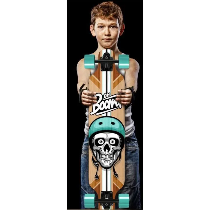 Stamp - Longboard 41 x 9 pouces (103x23.5 cm) avec plateau anti-dérapant, forme Drop et roues PU 60x45 mm - Skids Control