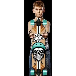 Stamp - Longboard 41 x 9 pouces (103x23.5 cm) avec plateau anti-dérapant, forme Drop et roues PU 60x45 mm - Skids Control