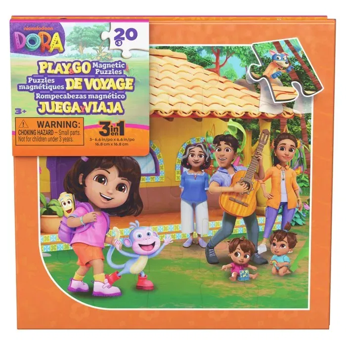 Spin Master - Livre de voyage - 3 puzzles magnétiques 20 pièces - Paw Patrol, Gabby's Dollhouse ou Dora - À partir de 3 ans - 17 x 17 cm