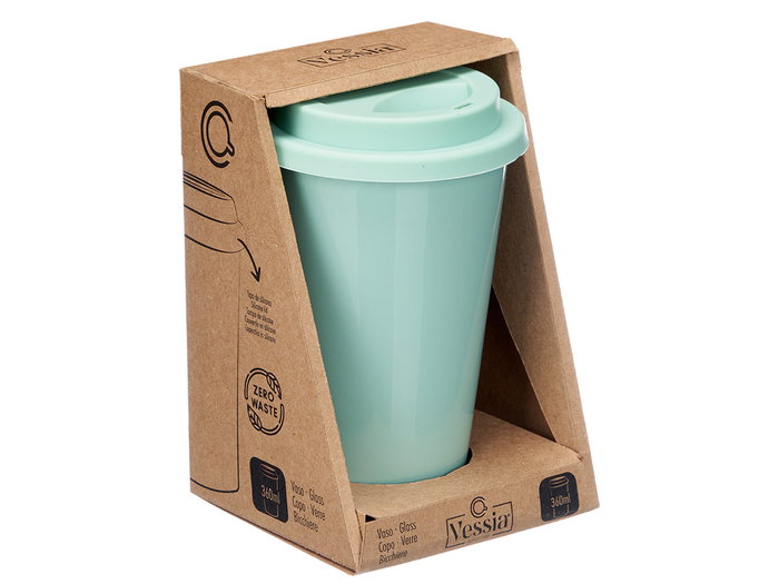 VESSIA Tasse avec couvercle en silicone 360ml Menta VESSIA Tasse avec couvercle en silicone 360ml Menta