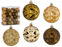 KRIST+ Set de 50 boules de Noël en PVC 7cm Vert olive et Or