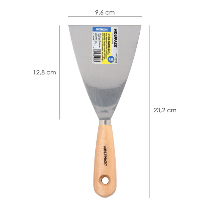 WOLFPACK LINEA PROFESIONAL Spatule Manche Bois Lame 100 mm WOLFPACK LINEA PROFESIONAL Spatule Manche Bois Lame 100 mm