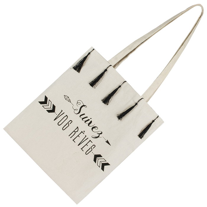 Entre Temps Sac Tote Bag avec Franges en Coton