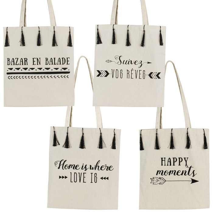 Entre Temps Sac Tote Bag avec Franges en Coton