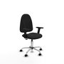 PIQUERAS Y CRESPO Chaise de bureau Algarra, similicuir noir, accoudoirs 2D, piètement chromé