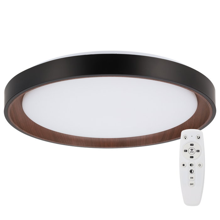 Plafonnier LED décoratif circulaire CCT 40 W, 3 000-6 000 K, noir
