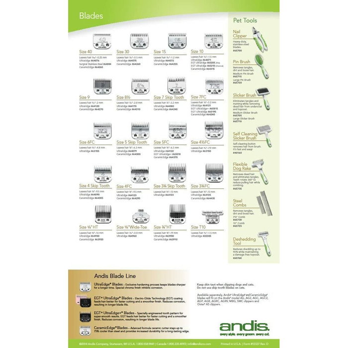 Peigne de relevé Andis S Polymère 9 Unités