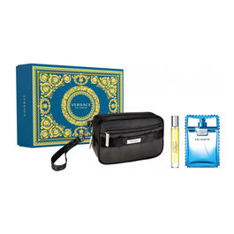 Versace Set Coffret Parfum Pour Homme Eau Fraîche Eau de Toilette 100 ml + 10 ml + Poche Textile Cadeau Noir