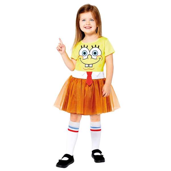 Liragram Costume Spongebob Robe Jaune - Déguisement Fille Taille 8-10 Ans