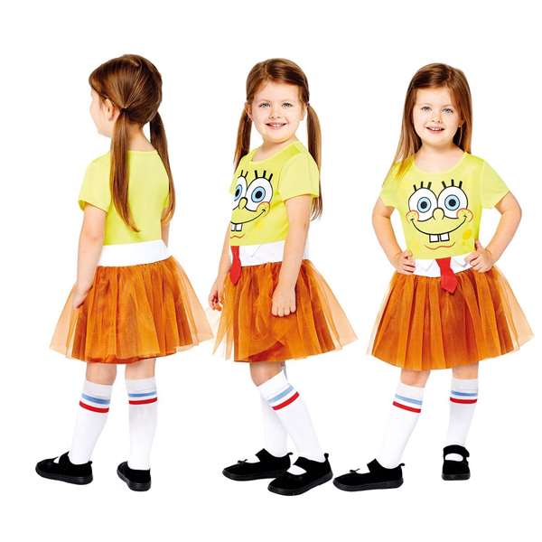 Liragram Costume Spongebob Robe Jaune - Déguisement Fille Taille 8-10 Ans