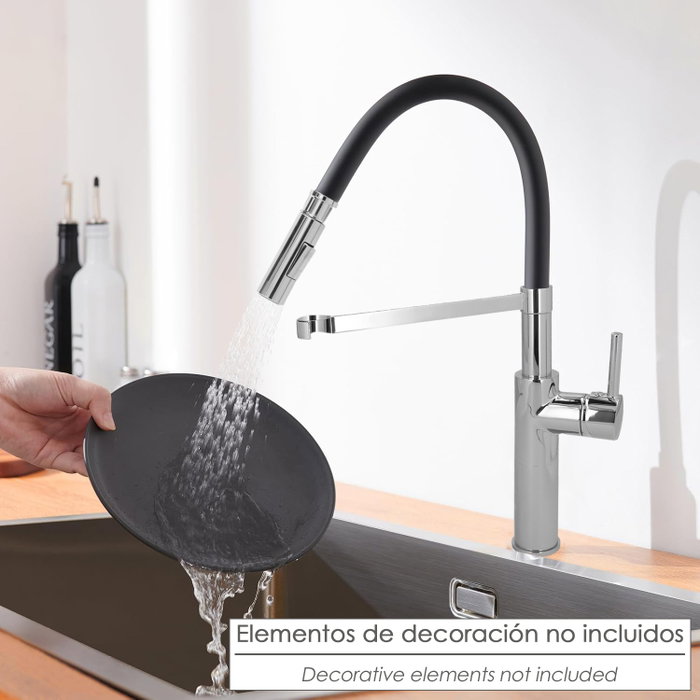 ORYX Mitigeur de cuisine monocommande flexible avec support