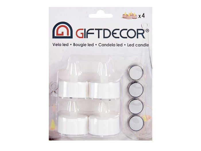 Giftdecor Lot de 4 Bougies LED Chauffe-plat Plastique Blanc 13.5x17x4 cm (Set de 24)