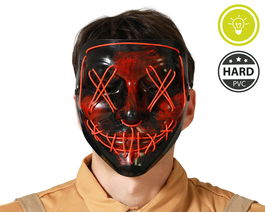 Masque Rígide d'Assassin avec Lumières Rouges, Déguisement Adulte Halloween en PP