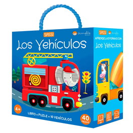 Manolito Books - Livre Puzzle Véhicule 69776 - Coffret avec Livre 10 Pages, Puzzle 40 Pièces et 10 Véhicules à Encaster - Version Espagnol - Jeu Éducatif à Partir de 4 Ans