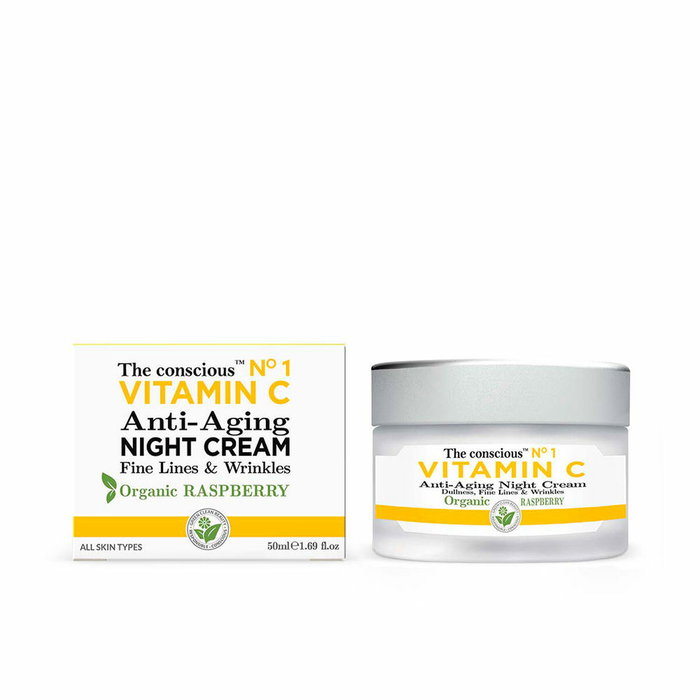 THE CONSCIOUS™ Crème de nuit anti-âge à la vitamine C et framboise biologique