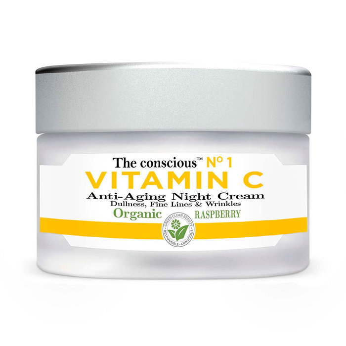 THE CONSCIOUS™ Crème de nuit anti-âge à la vitamine C et framboise biologique