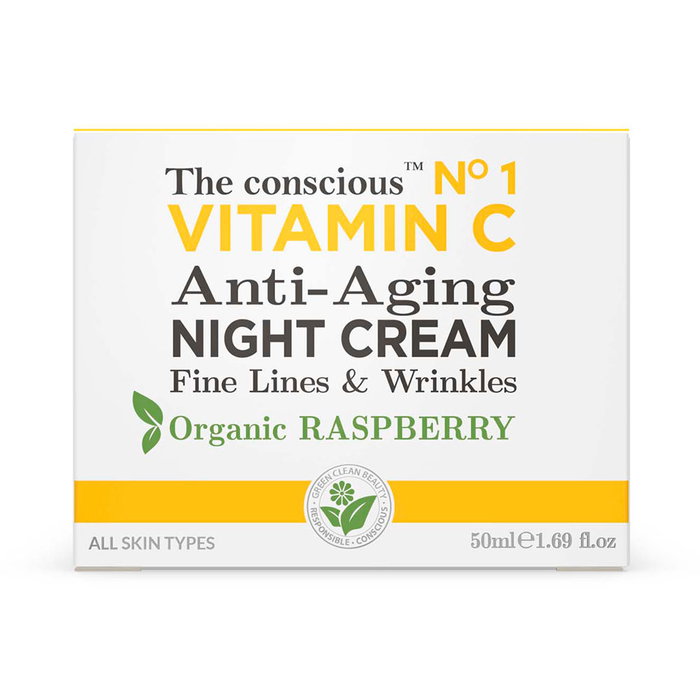 THE CONSCIOUS™ Crème de nuit anti-âge à la vitamine C et framboise biologique