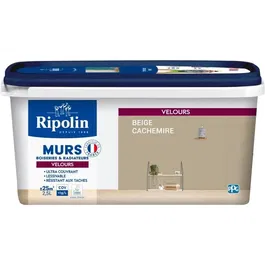 Ripolin - 468811 - Peinture velours pour murs, boiseries et radiateurs, 2.5 L, Beige cachemire, haute opacité, finition soyeuse