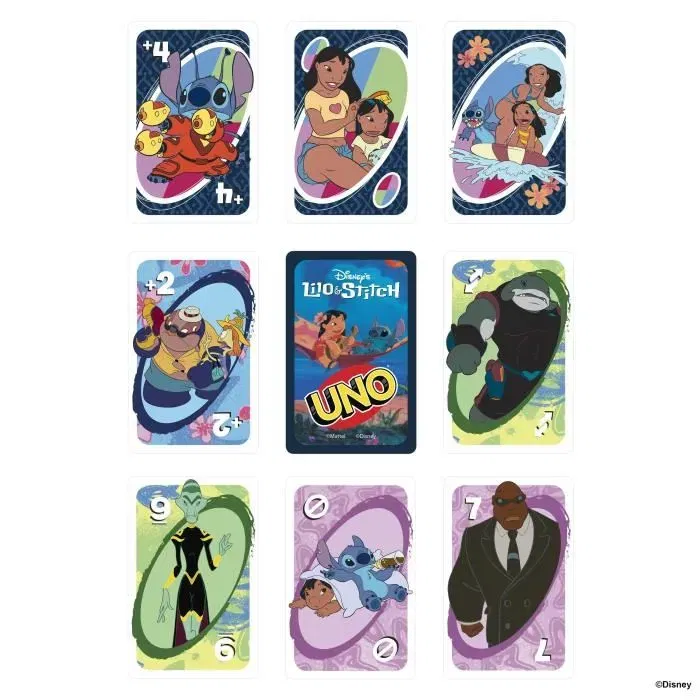 Mattel Games UNO JCC10 - Jeu de cartes Disney Lilo et Stitch pour la famille et les enfants à partir de 7 ans