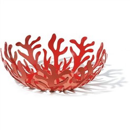 Alessi ESI01/29 R - Corbeille à fruits Mediterraneo en acier et résine rouge 29 cm - Design moderne par Emma Silvestris pour apéritifs