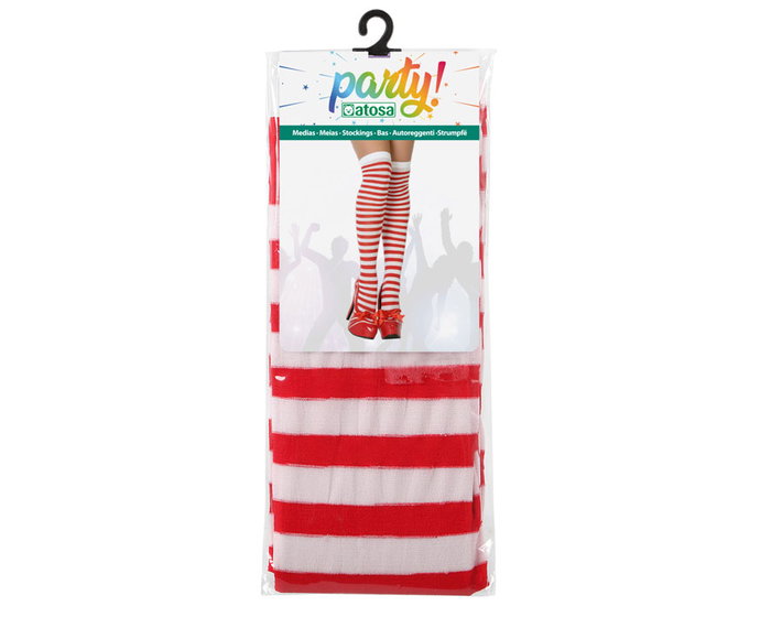 Chaussettes rayées rouges et blanches pour adulte - Accessoire de déguisement de Noël et cirque - Polyester