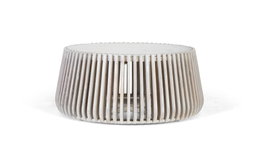 GINER Y COLOMER Table basse ronde en marbre blanc et bois de manguier